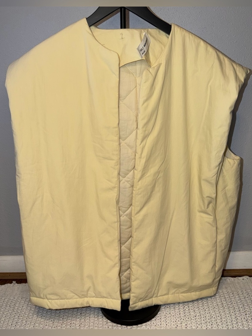 100% Cotton Self Contrast Oversized Butter Yellow Cream Vest Boxy One Size